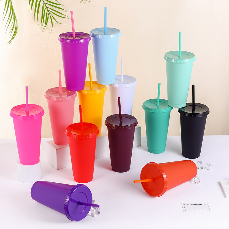 Coffee Tea Tumbler - ホット販売おかしいスタイリッシュなマット仕上げ再利用可能なタンブラープラスチックカップストローコーヒーミルクティー家庭用水カップ 24 オンス 710 ミリリットル