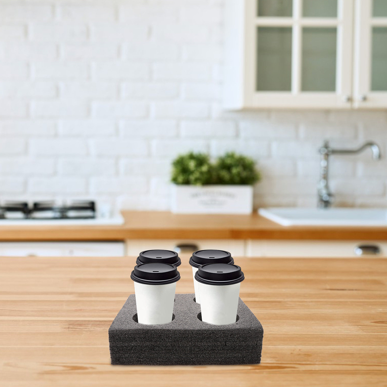 Coffee Tea Drink - ミルクティーカップトレイ、テイクアウトコーヒーカップキャリア、ホット・コールドドリンクキャリア、軽量ドリンクホルダー（スムージーショップの配達用）