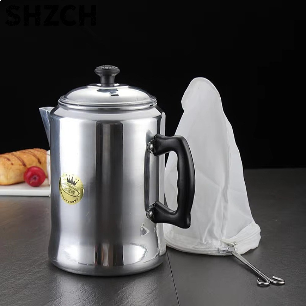 Coffee Tea Hong Kong - 香港風3Lアルミ製コーヒーポット、ミルクティー、トルココーヒー用、ヴィンテージスタイル