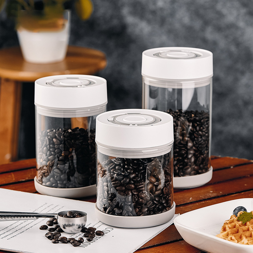 Coffee Tea Tumbler - キッチン防湿ガラスコーヒー豆ジャー自動インテリジェント真空保存密封ジャー食品フルーツシリアルティーコンテナ