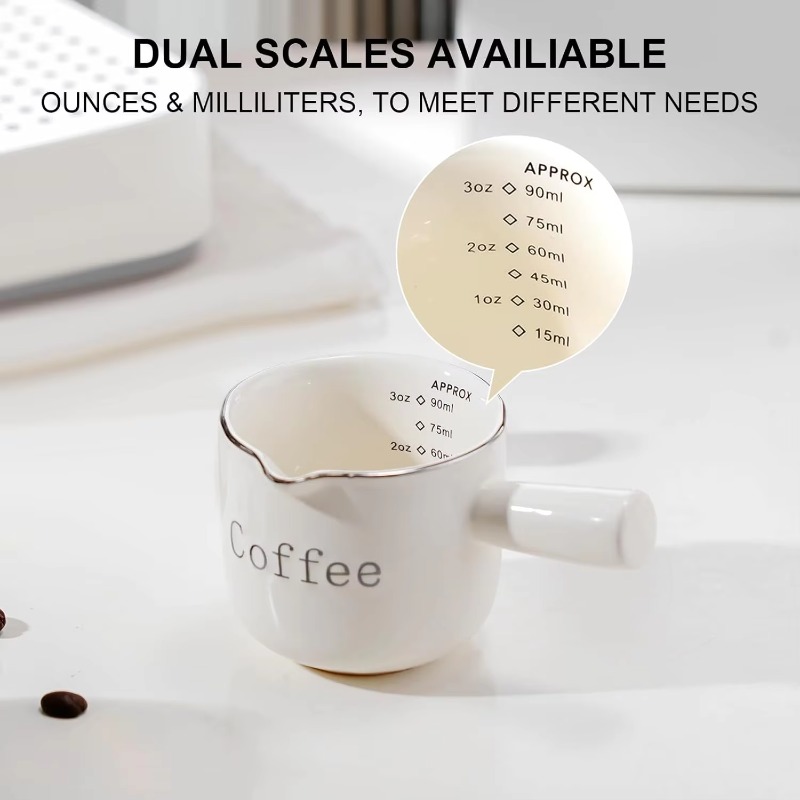 Coffee Tea Cups - ハンドル付きミニセラミックコーヒーカップ,V字型注ぎ口,ミルクラテ,クリーマー,ブレンダー,エスプレッソ,測定,ティーアクセサリー