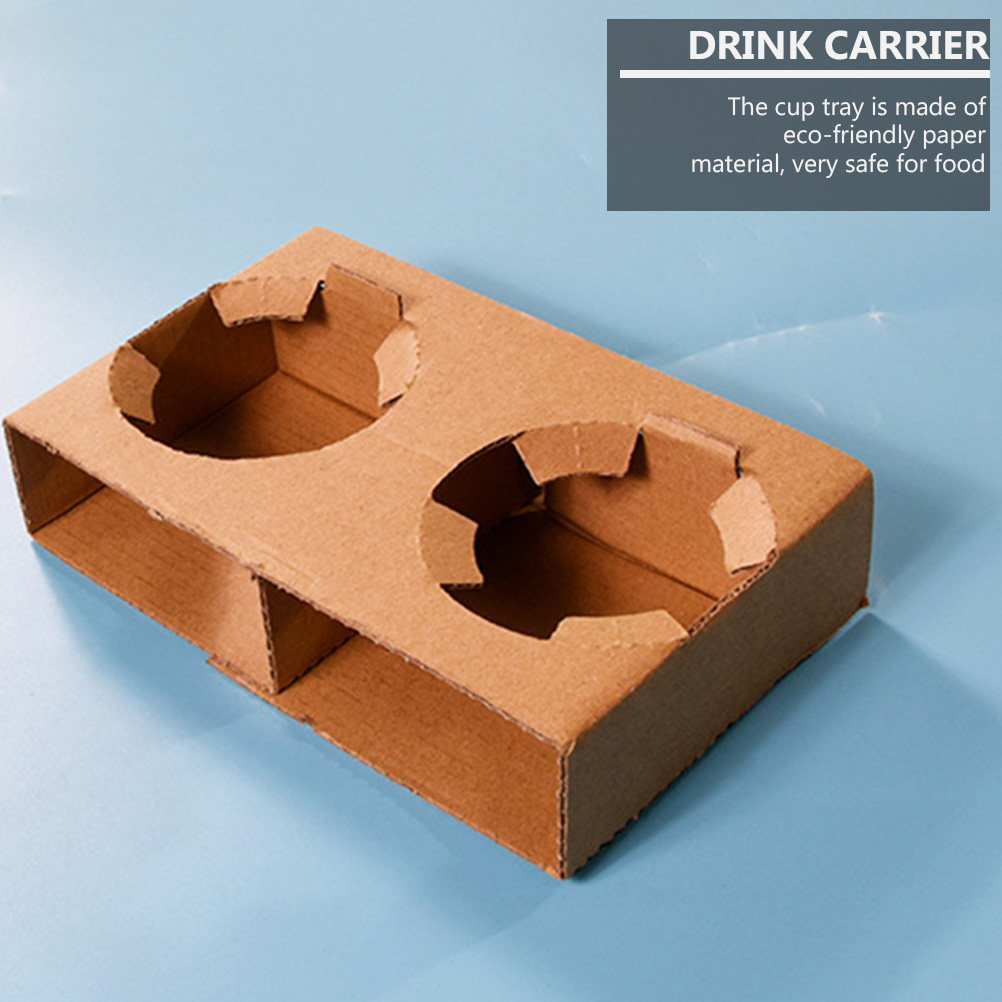 Coffee Tea Drink - 10 個環境に優しい生分解性紙ドリンクキャリアトレイコーヒーミルクティーホットコールド飲料テイクアウトパッキングカップホルダー用