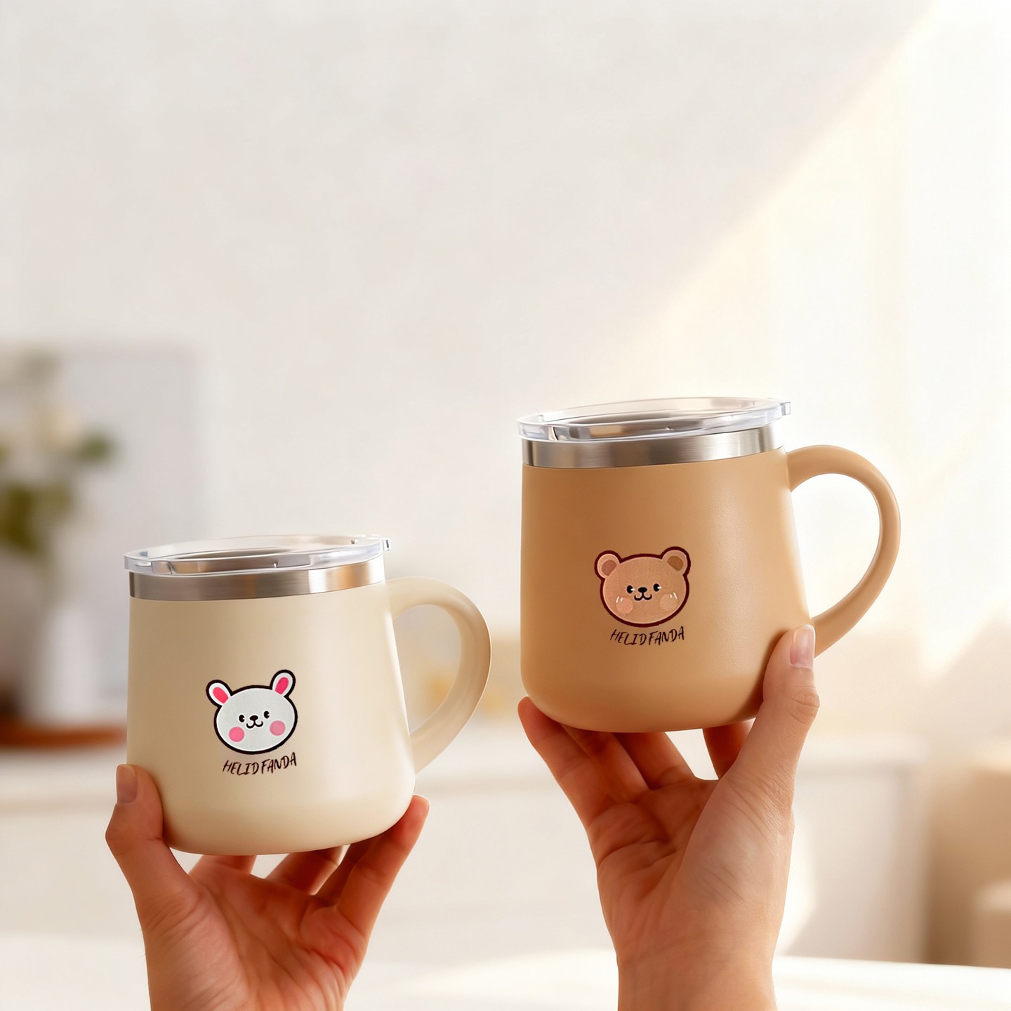 Coffee Tea Tumbler - 430ML漫画柄316ステンレス鋼製コーヒーカップ二重壁断熱サーモマグ携帯用ドリンクカップタンブラーハンドル付き
