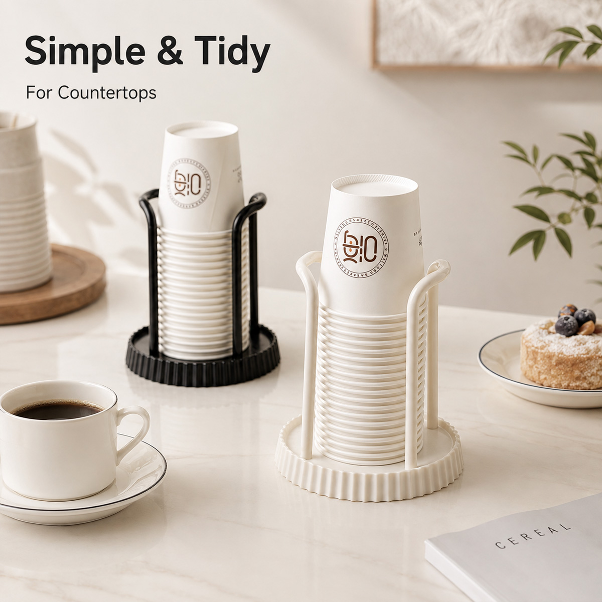 1個入り紙コップホルダー 家庭用使い捨てカップ収納ラック デ - Coffee Tea Cups のレビューと価格