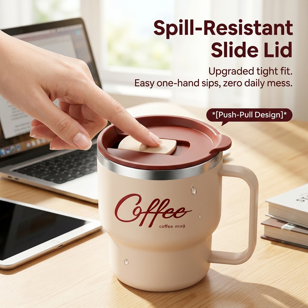 304ステンレス鋼製断熱コーヒーマグ、ハンドル付きトラベルタ - Coffee Tea Tumbler のレビューと価格
