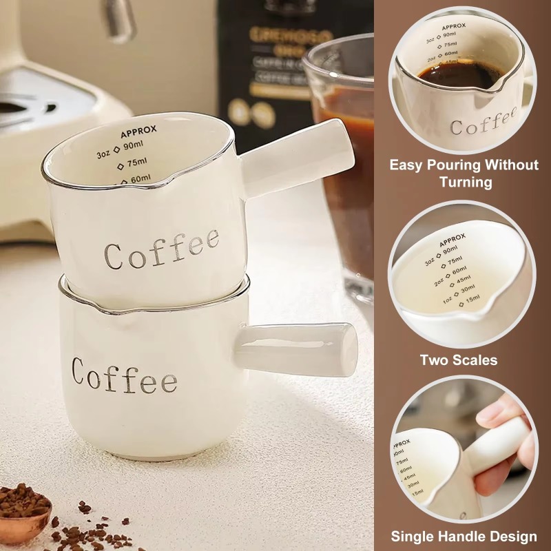 ハンドル付きミニセラミックコーヒーカップ,V字型注ぎ口,ミル - Coffee Tea Cups のレビューと価格