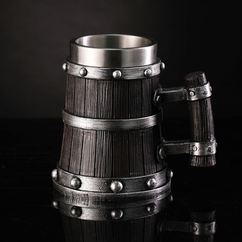 木目調ビールグラス樹脂ステンレス鋼マグカップ模造樽ビールジョ - Coffee Tea Tumbler のレビューと価格