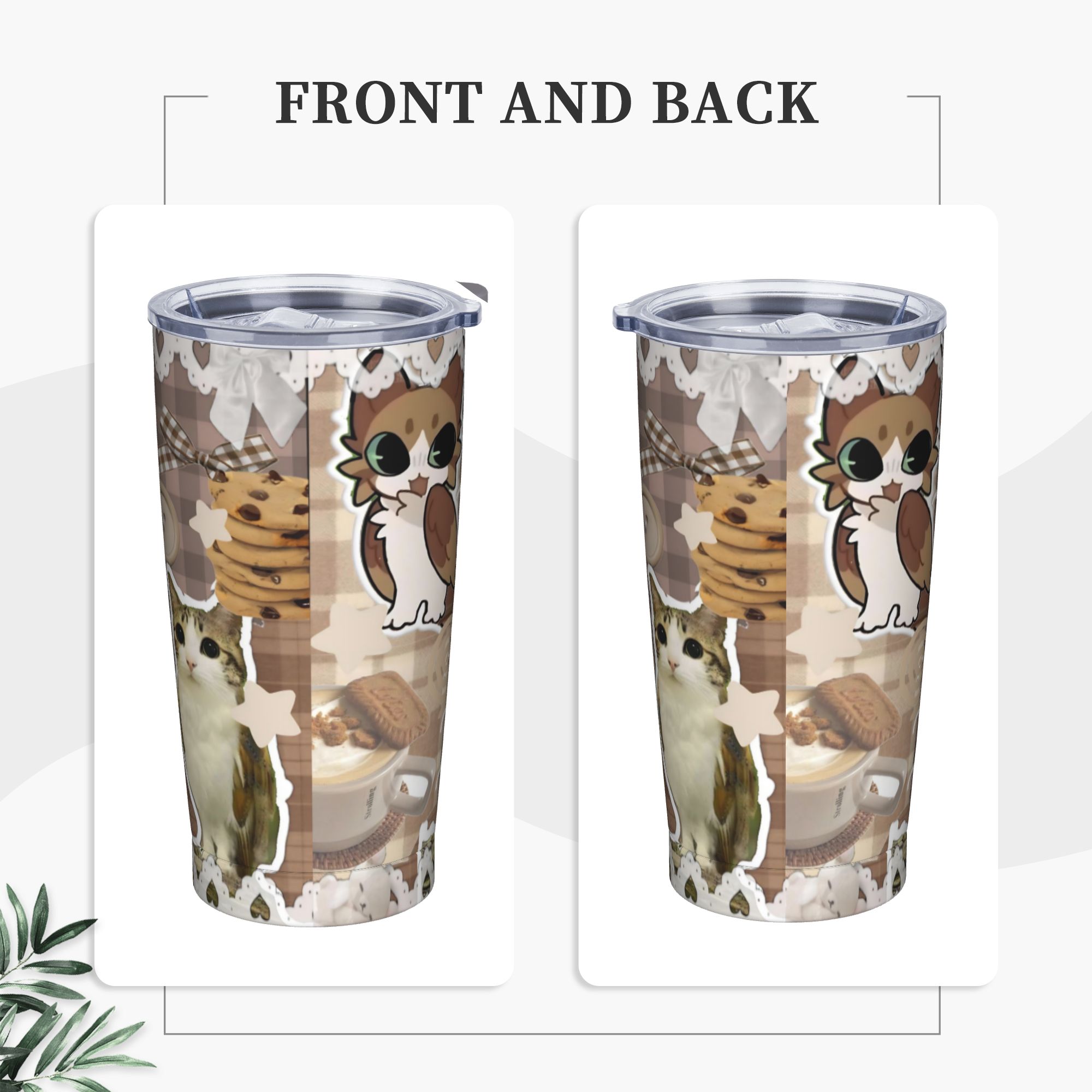 かわいい猫フクロウの鳴き声タンブラー真空断熱コーヒーカップス - Coffee Tea Tumbler のレビューと価格