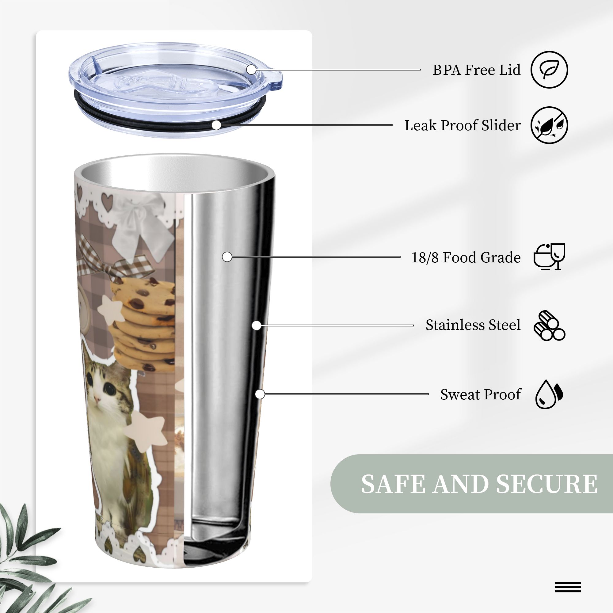 かわいい猫フクロウの鳴き声タンブラー真空断熱コーヒーカップス - Coffee Tea Tumbler のレビューと価格