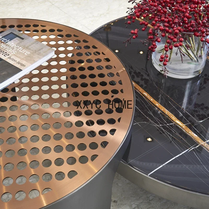 マイルド高級大理石コーヒーテーブルステンレス鋼ラウンドティー - Coffee Tea Hong Kong のレビューと価格